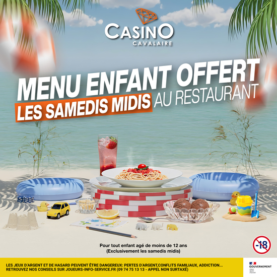 MENU ENFANT OFFERT AU CASINO